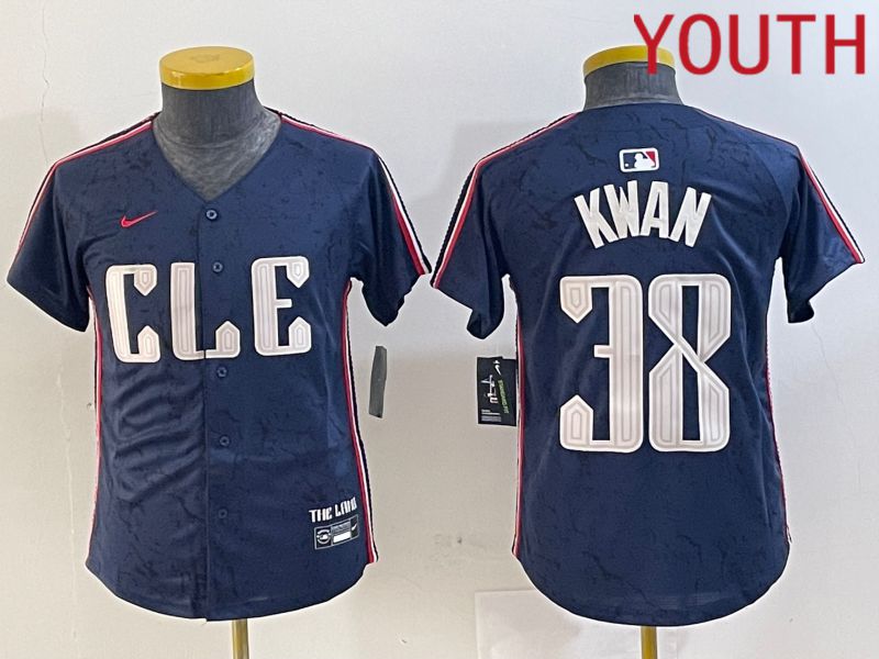 Youth Cleveland Indians #38 Kwan Blue City Edition Nike 2024 MLB Jersey style 1->youth mlb jersey->Youth Jersey